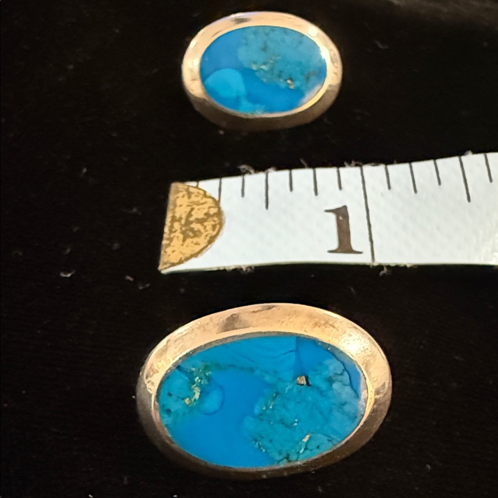 Vintage 925 Mexican Sterling Silver Lapis Oval Stone Earrings - Picture 6 of 6